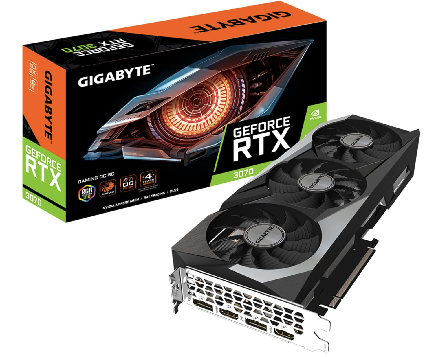 GEFORCE RTX 3070 GAMING OC 8G (REV2.0) GRAPHICS CARD, 3X WINDFORCE FANS, LHR, 8GB 256-BIT GDDR6, GV-N3070GAMING OC-8GD REV2.0 VIDEO CARD